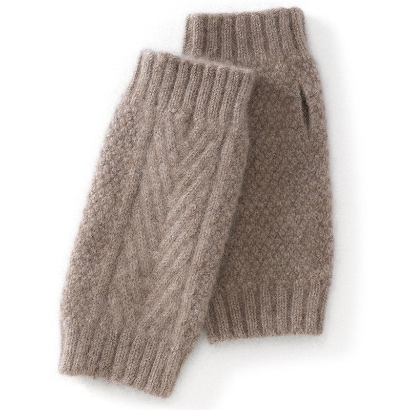 Versatile women's double-strand thickened twist half-finger gloves cashmere warm - Image 4