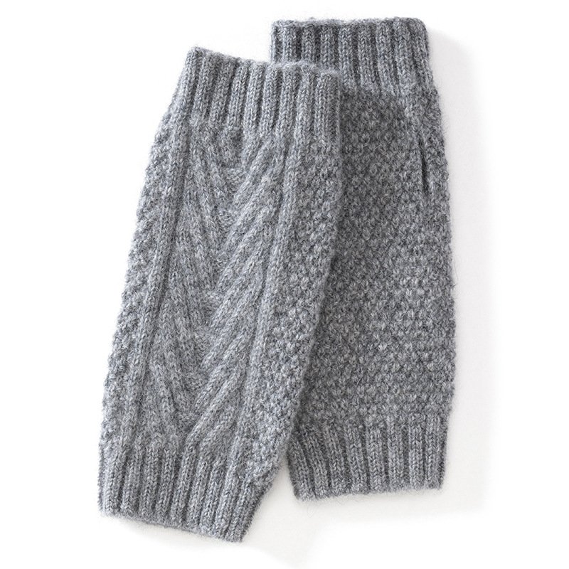 Versatile women's double-strand thickened twist half-finger gloves cashmere warm - Image 5