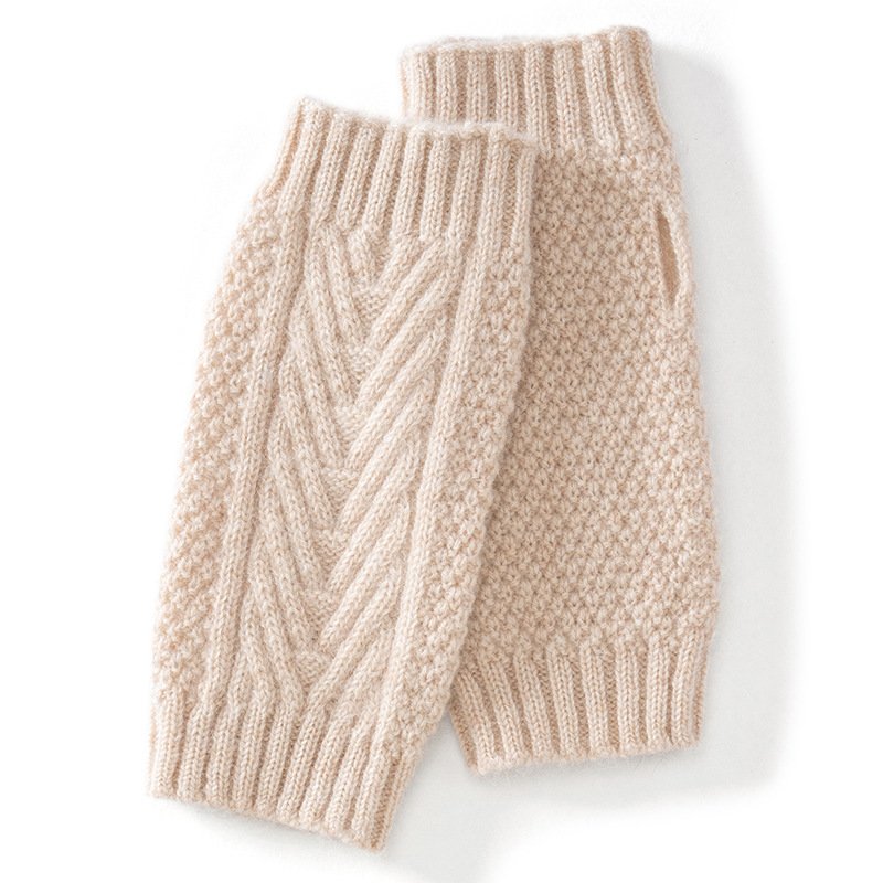 Versatile women's double-strand thickened twist half-finger gloves cashmere warm - Image 6