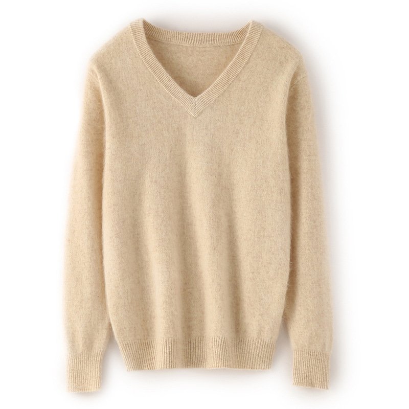 Spring and Autumn women's collared knitted bottoming sweater, versatile short pullover mink sweater, loose sweater inner layer - Image 3