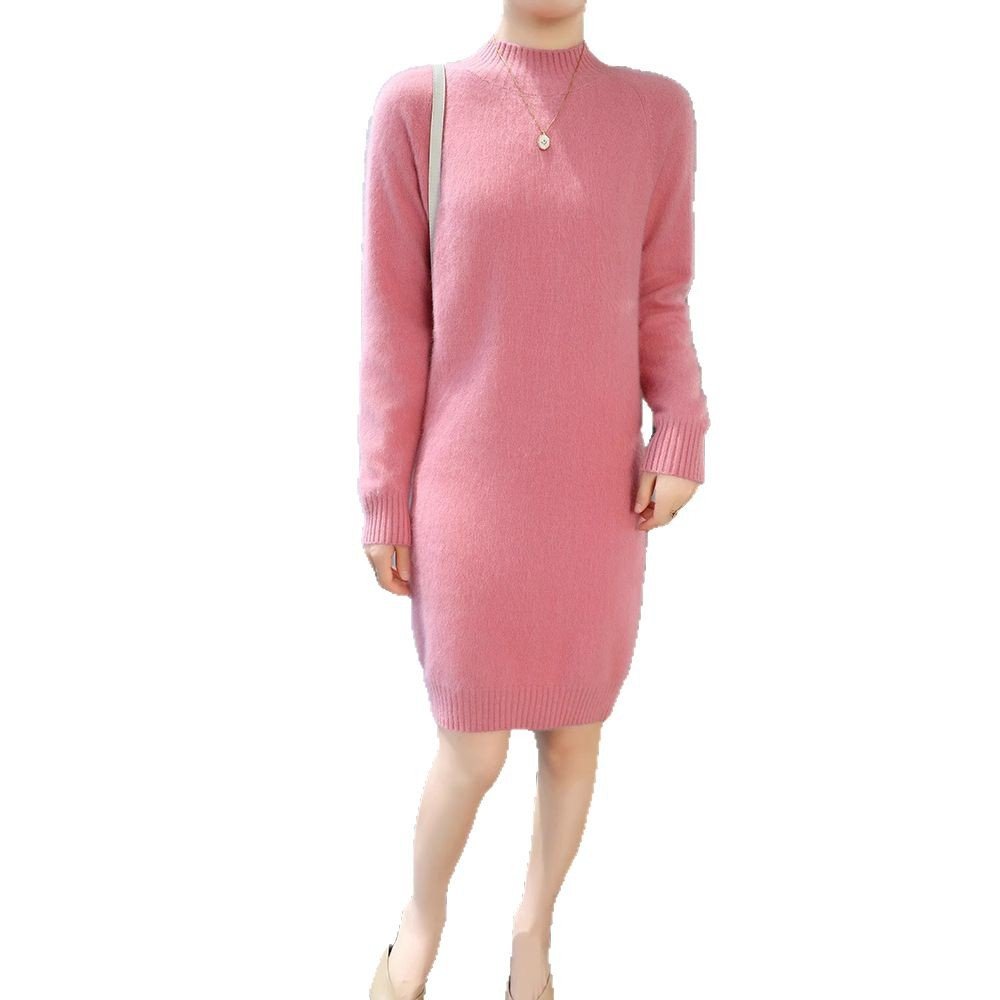 Spring and Autumn mid-length mink velvet knitted sweater skirt half turtleneck pullover hip bottoming skirt with women's knitted sweater underneath - Image 3