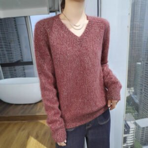 Spring and Autumn colorful gauze collar mink velvet sweater simple style loose slimming knitted bottoming shirt long-sleeved versatile knitted sweater