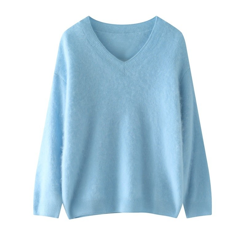 Ultra-fine wool collar loose-fitting solid color thick pullover brushed woolen sweater that does not shed lint - Image 9