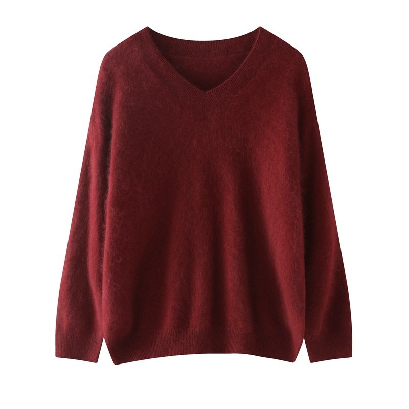 Ultra-fine wool collar loose-fitting solid color thick pullover brushed woolen sweater that does not shed lint - Image 13