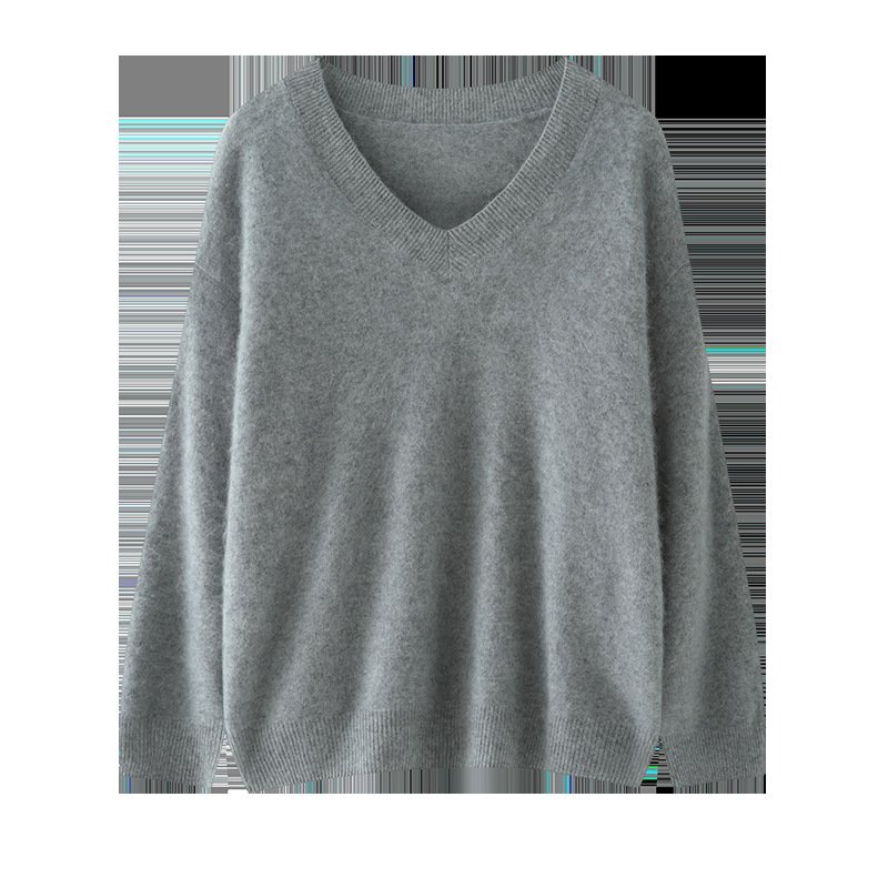 Ultra-fine wool collar loose-fitting solid color thick pullover brushed woolen sweater that does not shed lint - Image 3