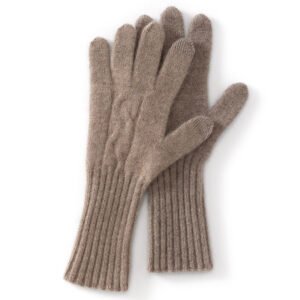 Pure cashmere knitted gloves, warm finger gloves, twist texture light luxury cashmere for women